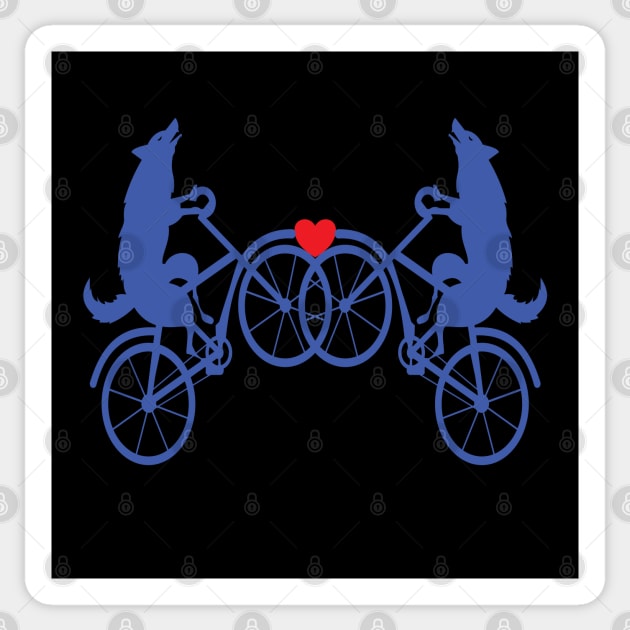 Wolf bicycle love nice cute cool colorful Sticker by Okuadinya